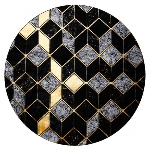 Dywan okrągły Jonesboro geometryczny czarny/złoty glamour
