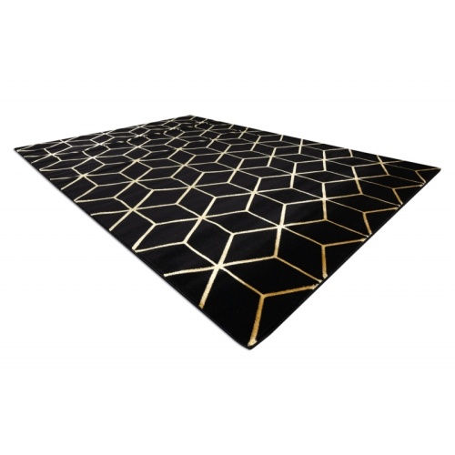 Dywan prostokątny Jonesboro 3D geometryczny czarny/złoty
