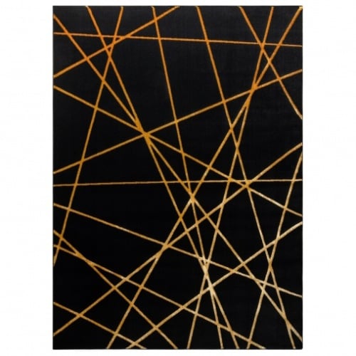 Dywan prostokątny Jonesboro nowoczesny czarny/złoty geometryczny
