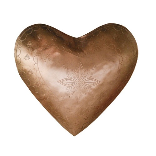 Taca dekoracyjna serce 19x18 cm metalowa/miedziana