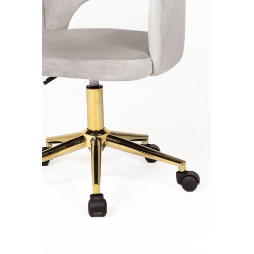 Krzesło obrotowe Forel z wycięciem beżowy welur złota noga