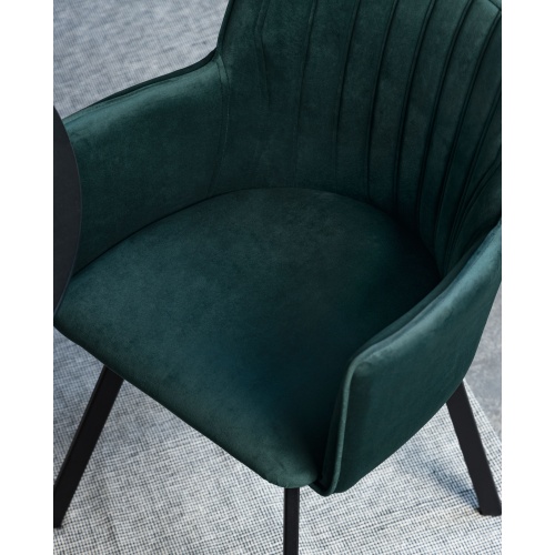 Krzesło do jadalni Clara welurowe ciemnozielone