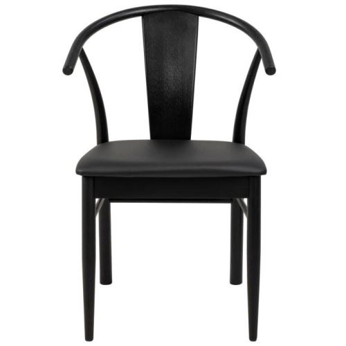 Krzesło drewniane Janik czarne dąb/ekoskóra