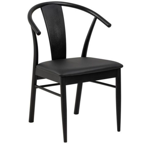Krzesło drewniane Janik czarne dąb/ekoskóra