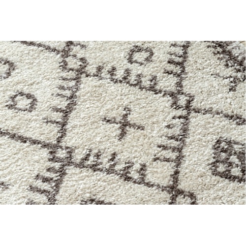 Dywan prostokątny Alameda z frędzlami kremowo-brązowy shaggy berberyjski