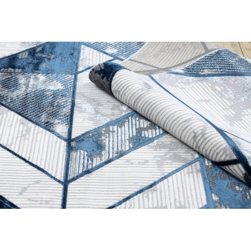 Dywan prostokątny Valdez z dwupoziomowym runem kremowy/granatowy geometryczny