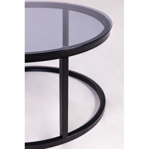 Okrągły szklany stolik Lula 60 cm czarny szkło dymione