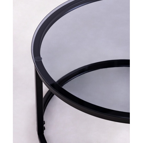 Okrągły szklany stolik Lula 60 cm czarny szkło dymione