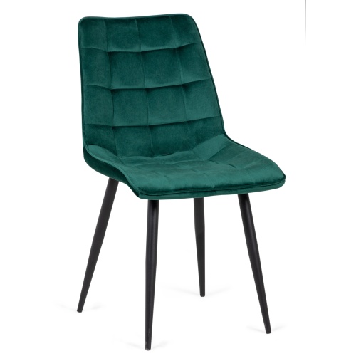 Krzesło welurowe Giuseppe zielone/czarne pikowane