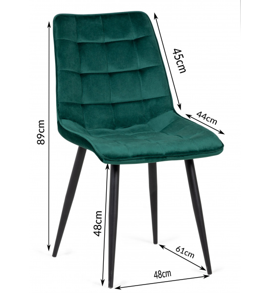 Krzesło welurowe Giuseppe zielone/czarne pikowane