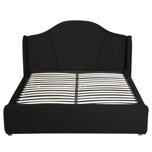 Łóżko tapicerowane Sunrest 160x200 welurowe czarne z pojemnikiem
