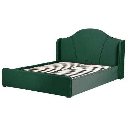 Łóżko tapicerowane Sunrest 160x200 welurowe zielone z pojemnikiem