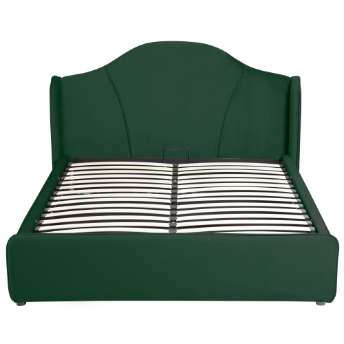 Łóżko tapicerowane Sunrest 160x200 welurowe zielone z pojemnikiem
