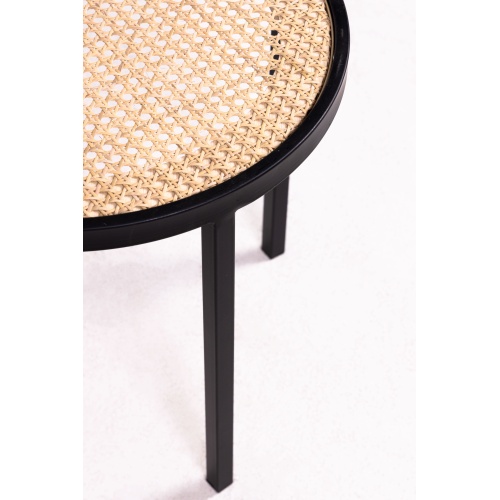Okrągły stolik kawowy Dore rattan/metalowe nóżki