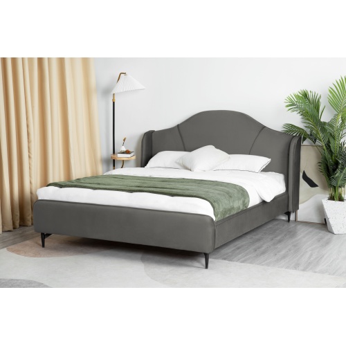 Łóżko tapicerowane Sunrest 160x200 welurowe szare