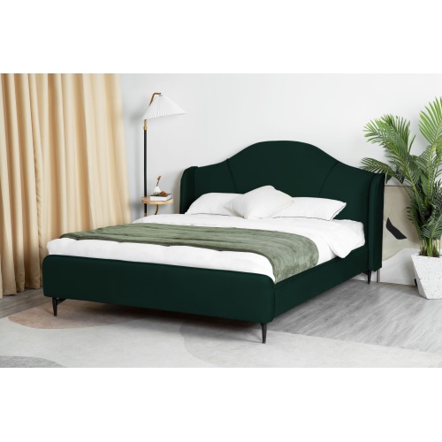Łóżko tapicerowane Sunrest 160x200 welurowe zielone