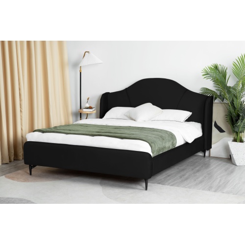 Łóżko tapicerowane Sunrest 160x200 welurowe czarne