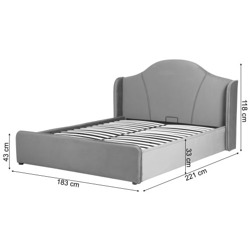 Łóżko tapicerowane Sunrest 160x200 welurowe szary z pojemnikiem