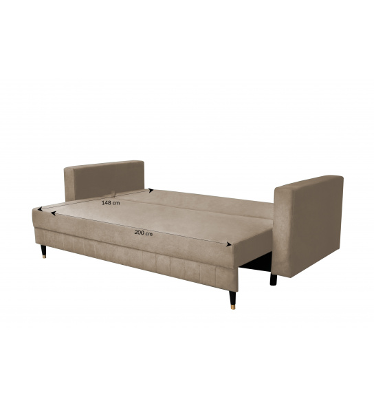 Sofa rozkładana Trancoso z pojemnikiem welurowa jasnobrązowa