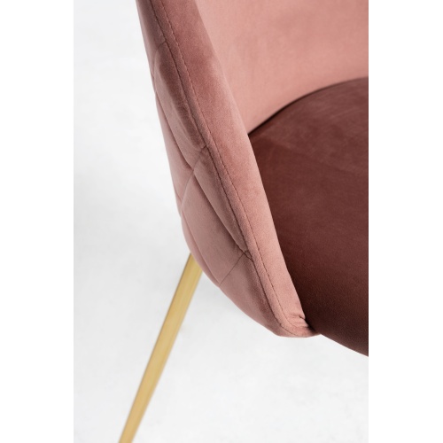 Krzesło do jadalni Malaga welurowe różowe/złote nogi