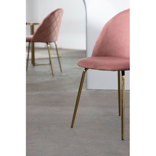Krzesło do jadalni Malaga welurowe różowe/złote nogi