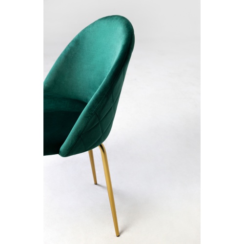 Krzesło do jadalni Malaga welurowe ciemnozielone/złote nogi