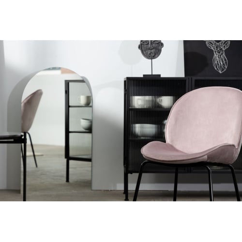 Krzesło do jadalni Cersa welurowe różowe/czarne nogi