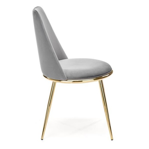 Krzesło tapicerowane K460 jasnoszare/złote nóżki