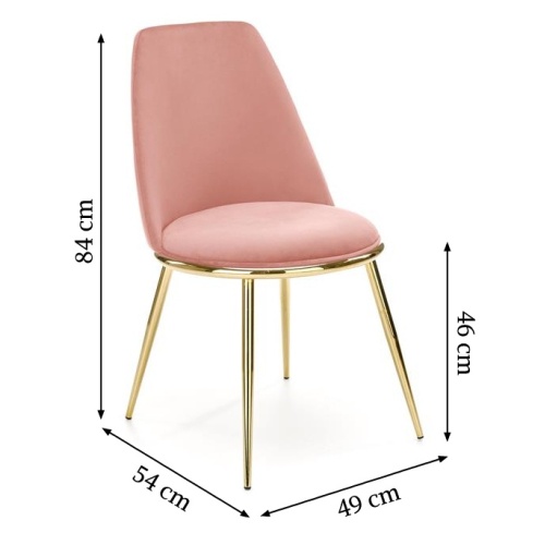 Krzesło tapicerowane K460 różowe/złote nóżki - kopia