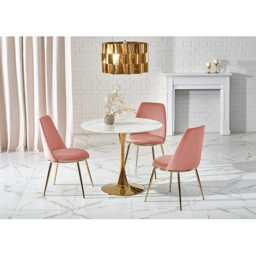 Krzesło tapicerowane K460 różowe/złote nóżki - kopia