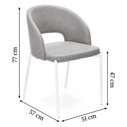 Krzesło tapicerowane K486 jasnoszare/białe nóżki