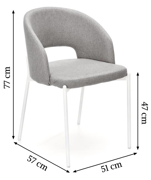 Krzesło tapicerowane K486 jasnoszare/białe nóżki