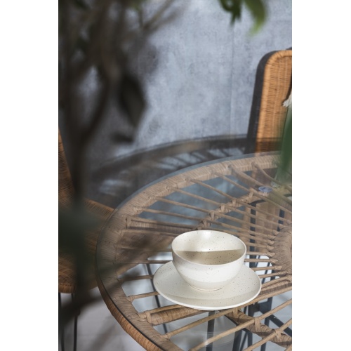 Stół ogrodowy Kavi ze szklanym blatem, rattan naturalny