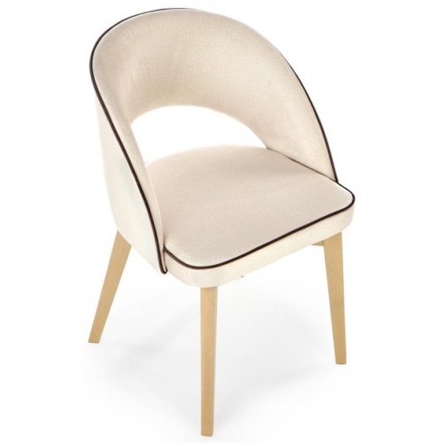 Krzesło tapicerowane Marino beżowe/dąb
