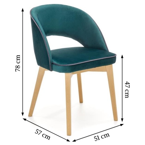 Krzesło tapicerowane Marino ciemnozielone/dąb