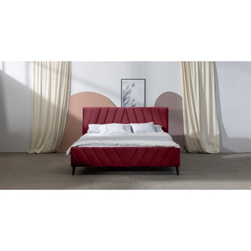 Łóżko tapicerowane Calypso 160x200 cm welurowe bordowe