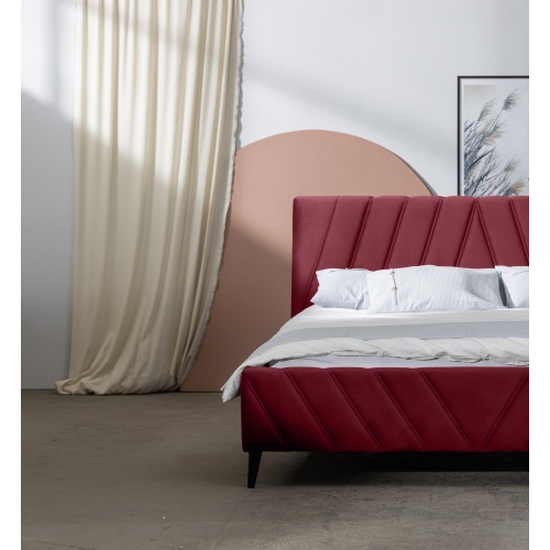 Łóżko tapicerowane Calypso 160x200 cm welurowe bordowe