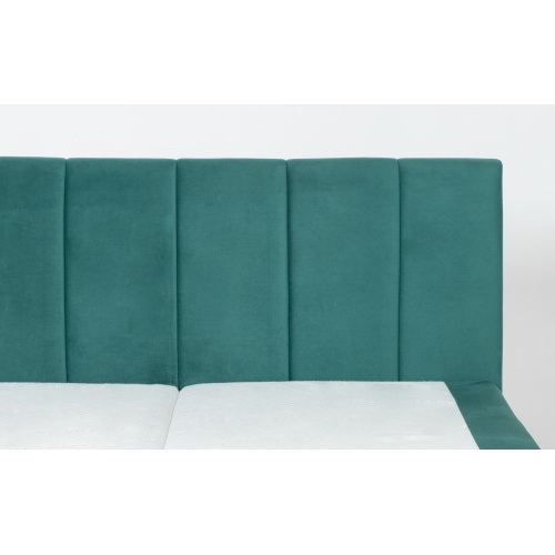 Łóżko kontynentalne Tango 140x200 cm z 2 pojemnikami zielone welurowe