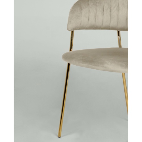 Krzesło welurowe Imogen beżowe/złote nogi