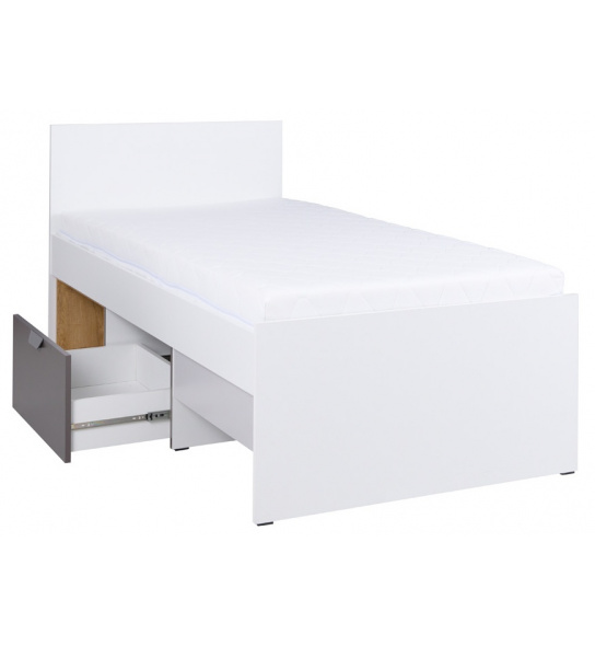 Łóżko ze stelażem Joker 96x204 cm szaro-białe