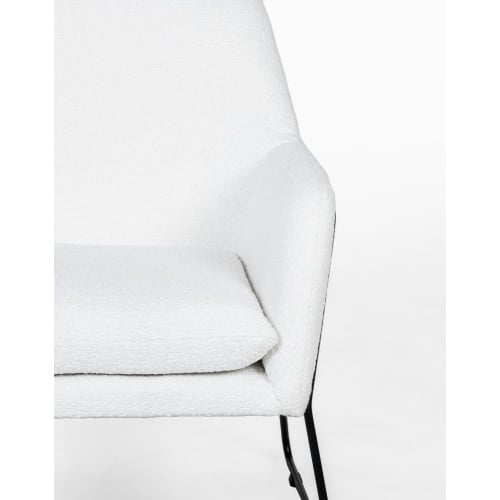 Fotel tapicerowany Haris boucle biały/czarne nóżki