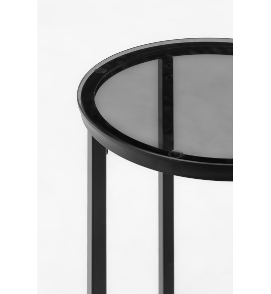 Stolik kawowy Lunno 40 cm okrągły czarny szkło dymione