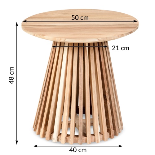 Stolik kawowy drewniany Burgo 50 cm okrągły teak