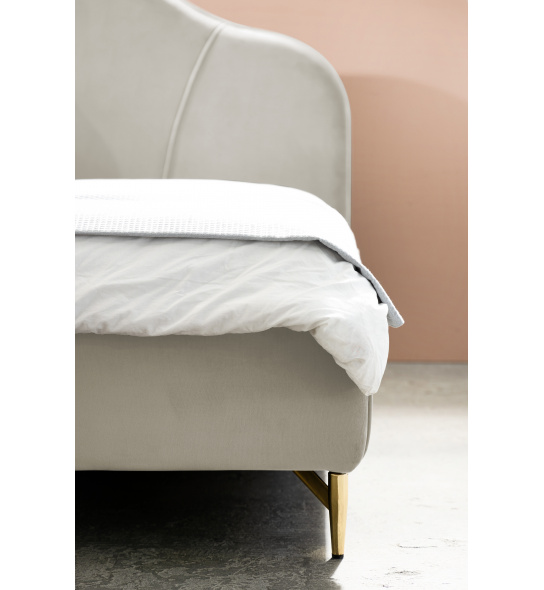 Łóżko tapicerowane Helmer 160x200 welurowe beżowe/złote nogi