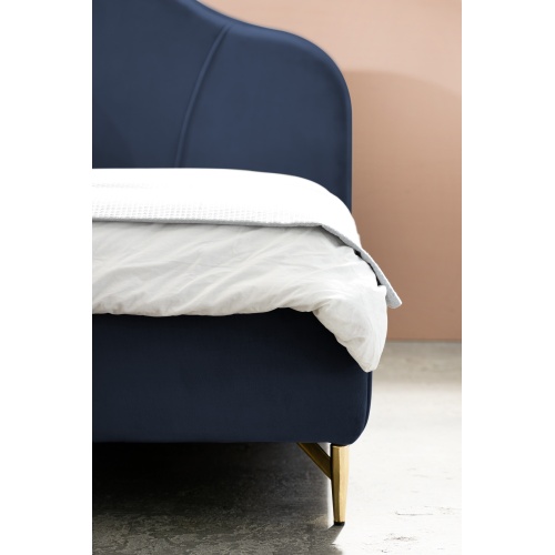 Łóżko tapicerowane Helmer 160x200 welurowe grantowe/złote nogi