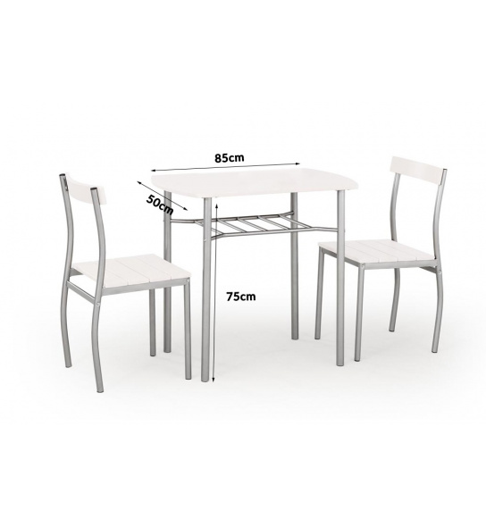 Stół do jadalni Lance + 2 krzesła biały