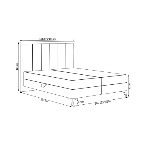 Łóżko kontynentalne Loft, 140/160/180x200 cm z 2 pojemnikami