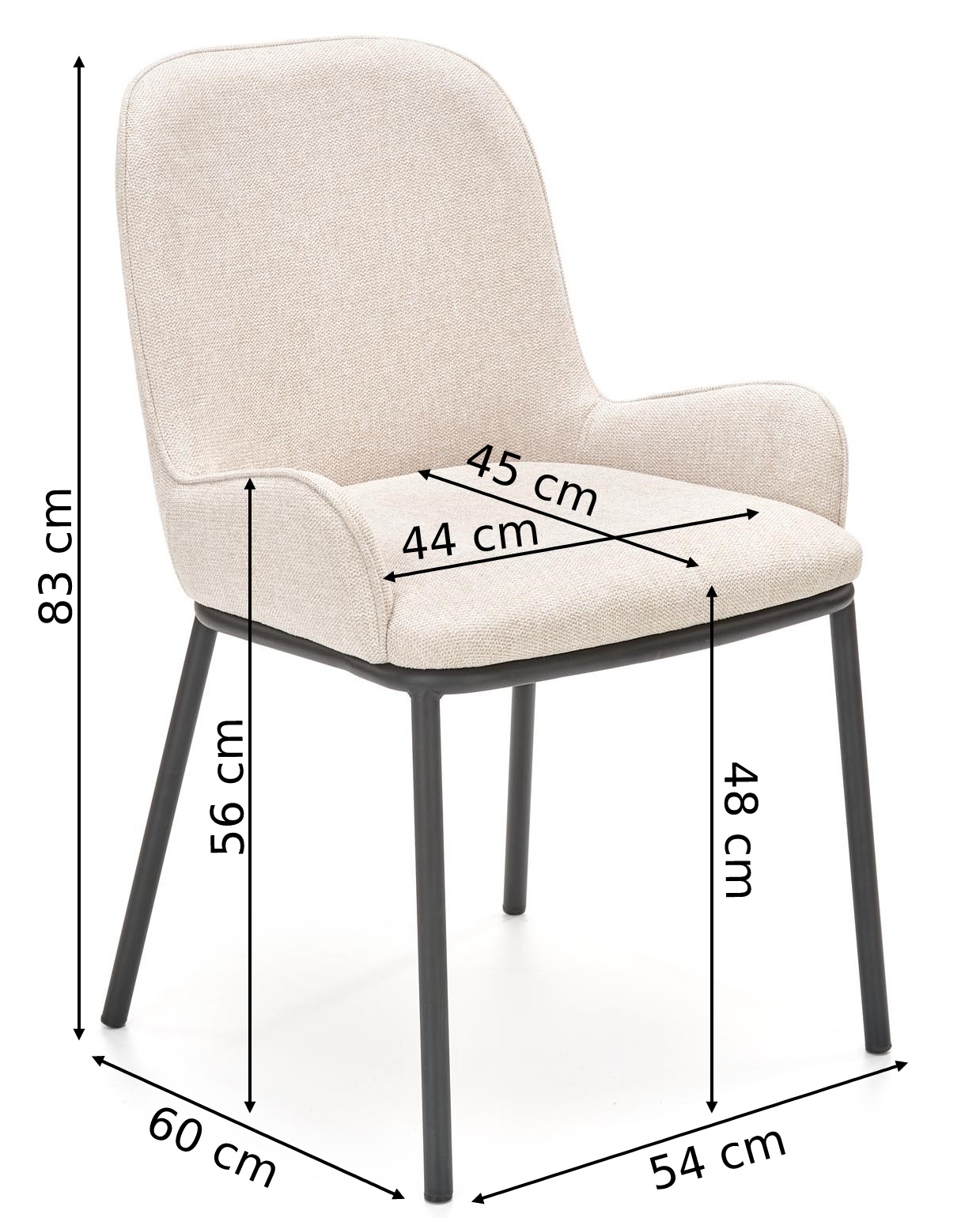 Krzesło tapicerowane K481 beżowe/czarne nóżki