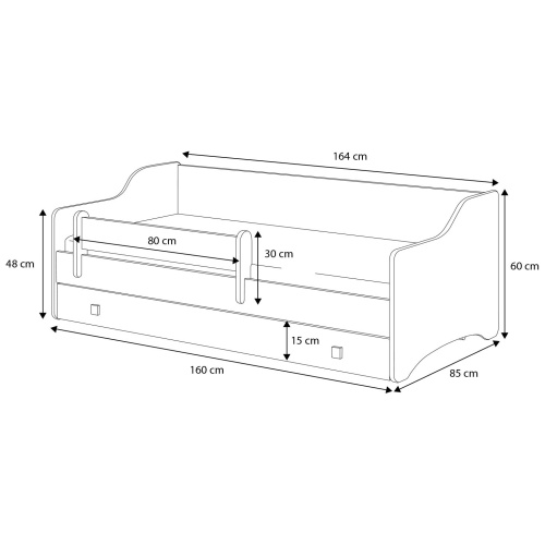 Łóżko dziecięce Kiddy, 160x80 cm, z szufladą