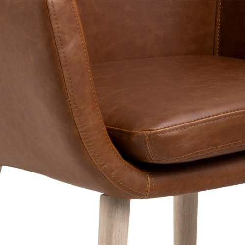 Krzesło tapicerowane Nora, brązowe, ekoskóra
